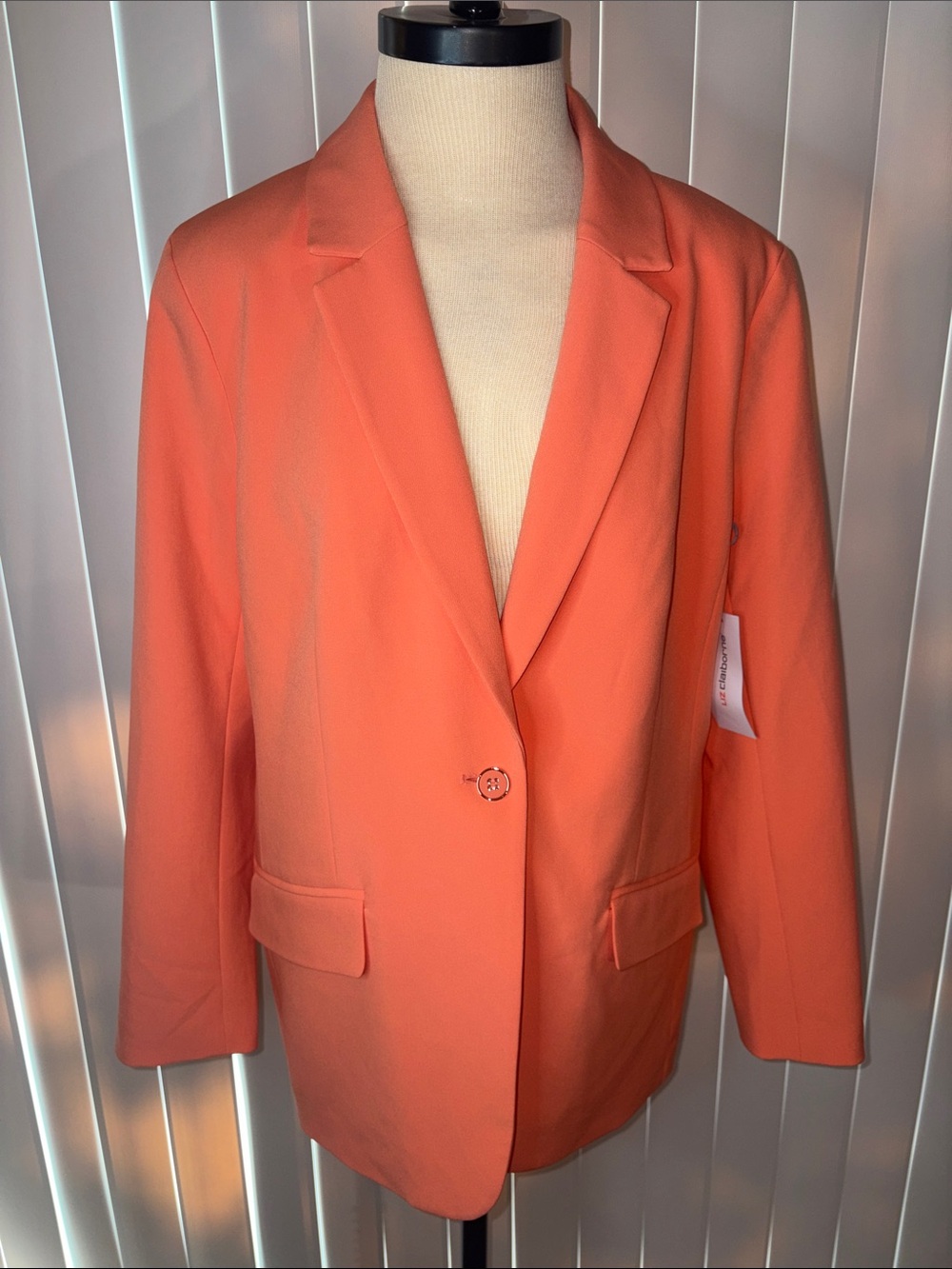 NWT Liz Claiborne Kate Classic Fit Blazer Coral Pink Size 14 Single Button